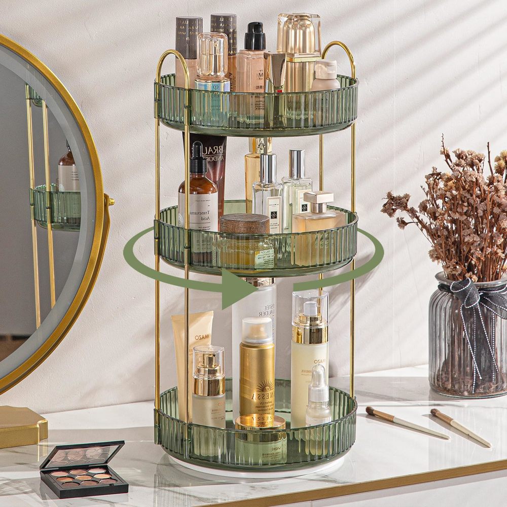 Rotating Makeup Organizer For Vanity, High-capacity Skincare Clear Make Up🥳